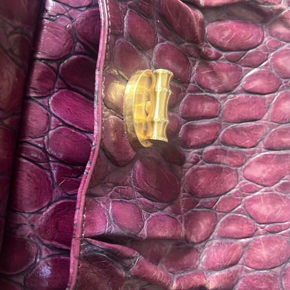ELAINE TURNER RED CROC EMBOSSED GENUINE LEATHER BAG - Picture 9 of 10